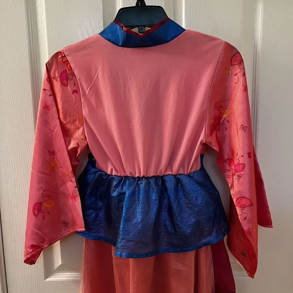Disney Store Mulan Costume Dress Pink Red Blue Halloween Girls Size 7-8